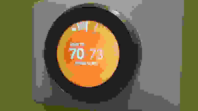 Nest thermostat with orange background