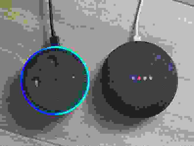 Amazon Echo Dot and Google Mini