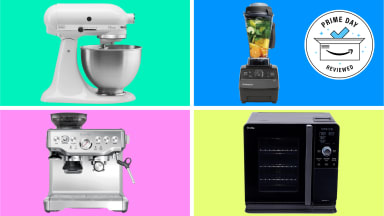 Colorful collage featuring kitchen appliances