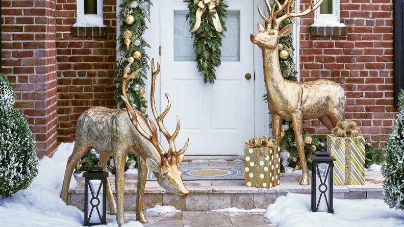 These beautiful gilded deer will look magical on your front lawn during the holidays.