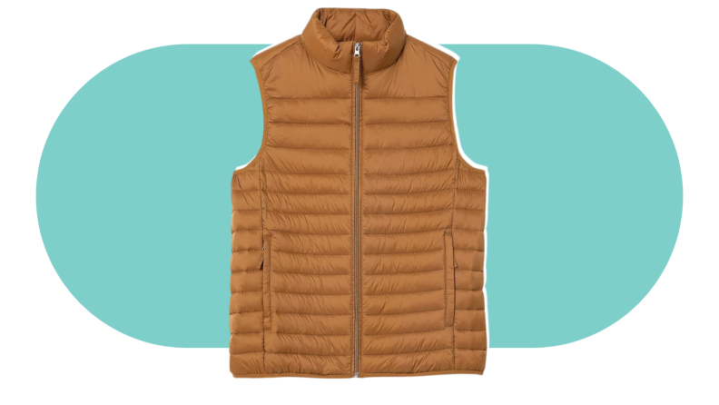A brown puffer vest.