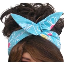 Product image of Headwrap aqua blue with daisy print