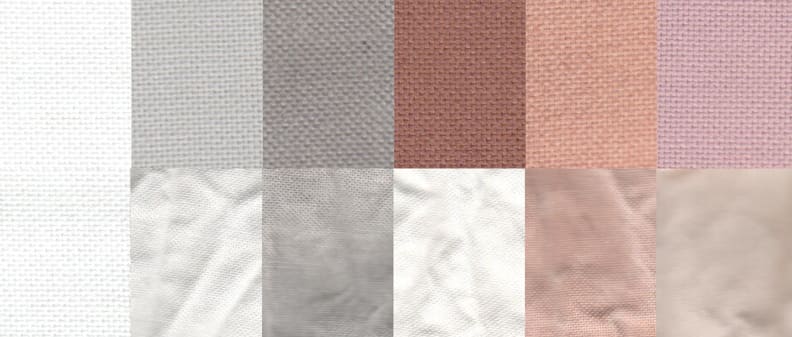 Before and after test stain results using the Normal cycle. From left to right: control, sweat, dirt, blood, cocoa, and red wine.