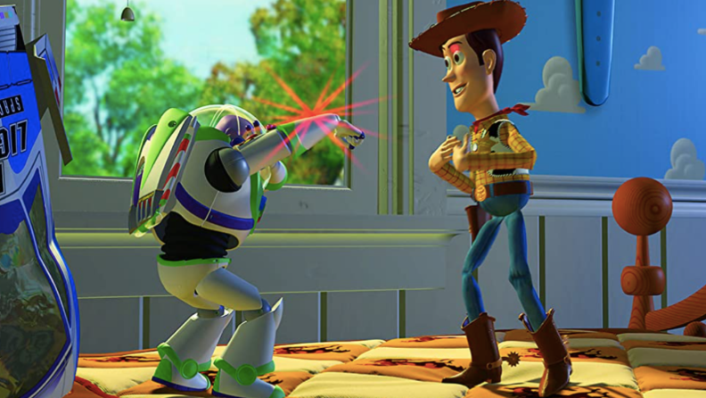 A scene of Buzz and Woody from "Toy Story"
