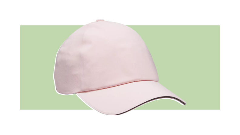 A pink baseball hat.