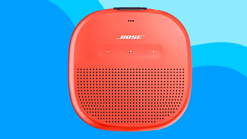 A bose speaker on a blue background