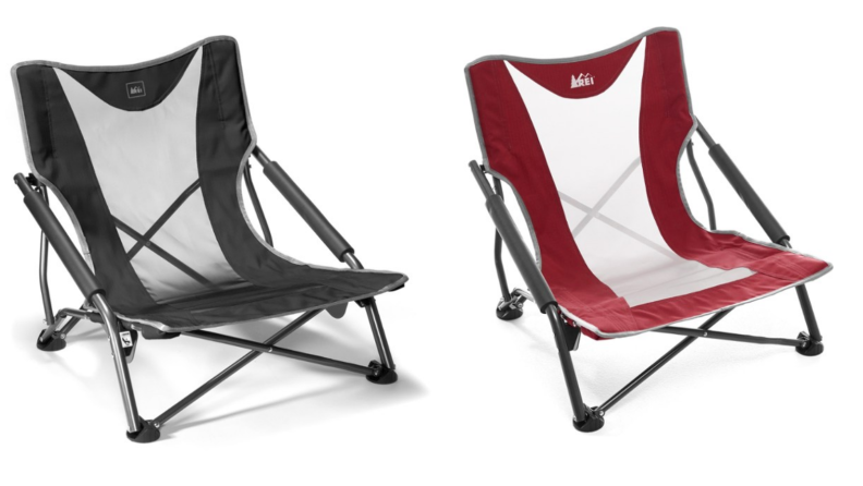 Two colors of the Stowaway low chair