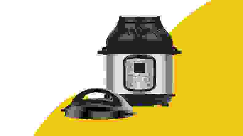Instant Pot appliance on yellow background