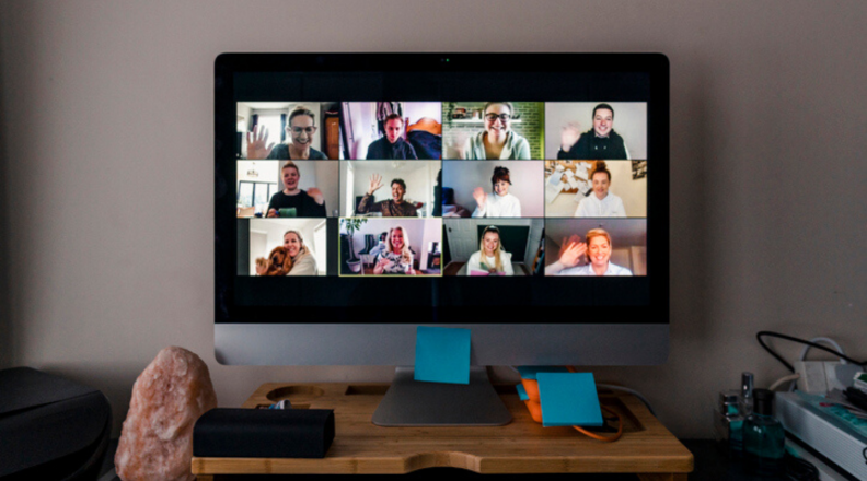 A screen of multiple people on a video call