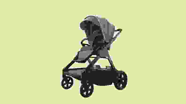 A Rosa Smart Stroller on a colorful background