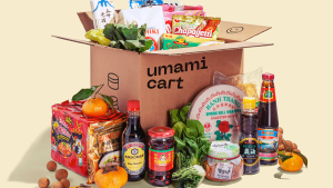 Inside a box of Umamicart grocery delivery: