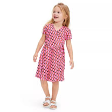 Product image of Toddler Short Sleeve Pink Modern Geo Faux Wrap Dress