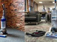Vacuum next to carpet cleaner