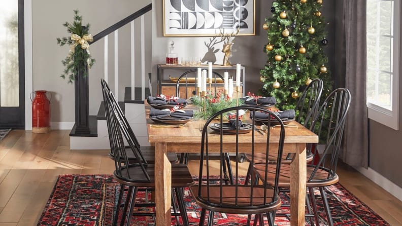 Image of dining room table with festive decor