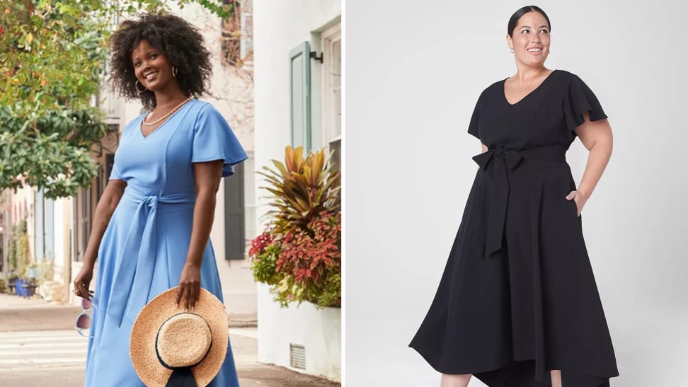 A collage of women modeling Lane Bryant dresses.