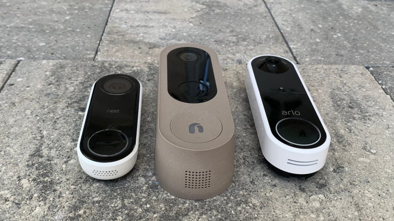 The Nooie Doorbell compared to the Nest Hello and the Arlo Essential Wire-Free Video Doorbell