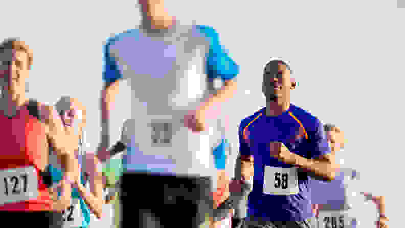 A group of runners running a race.