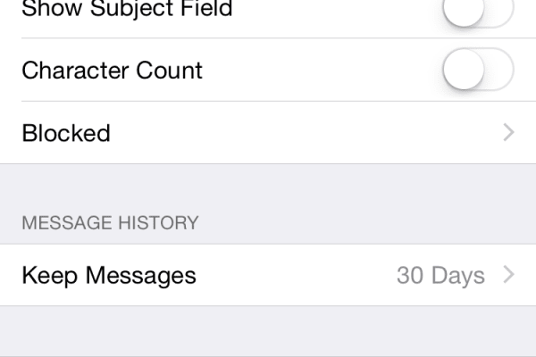 Use the Message History function (Settings > Messages) to toggle how long your iPhone retains messages.