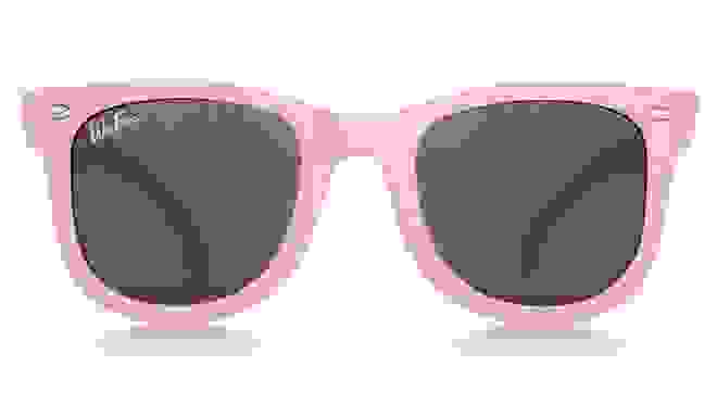 Pink children's wayfarer style sunglasses.