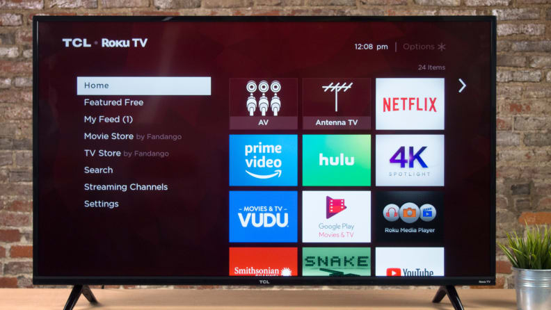 A depiction of the Roku smart platform interface on the TCL 4 Series (2019, S425)