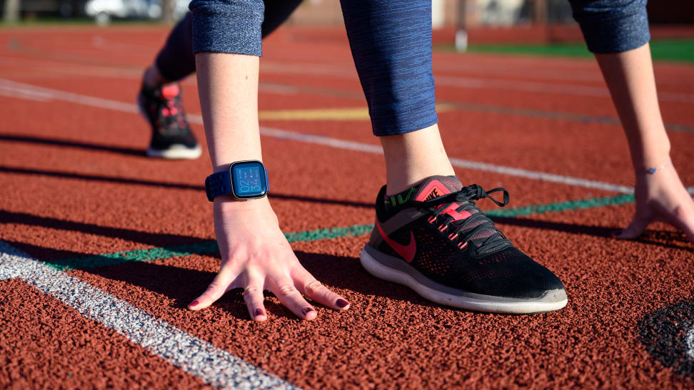 Fitbit Versa 2 on a runner wrist