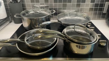 13pc HexClad Hybrid Cookware Set W/ Lids - Silver - 91 requests 13Count