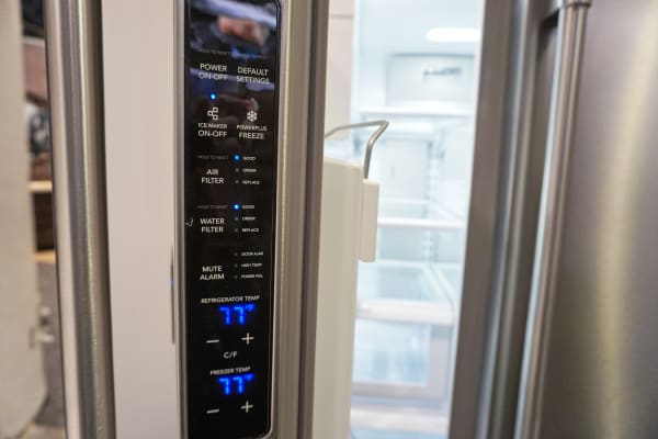 Inside the door of the Professional series refrigerator you'll find a surprising array of controls.