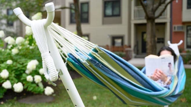 blue hammock outside