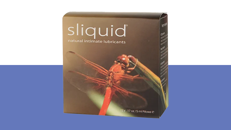 Product shot of the box packaging for the Sliquid Naturals sampler lube cube.