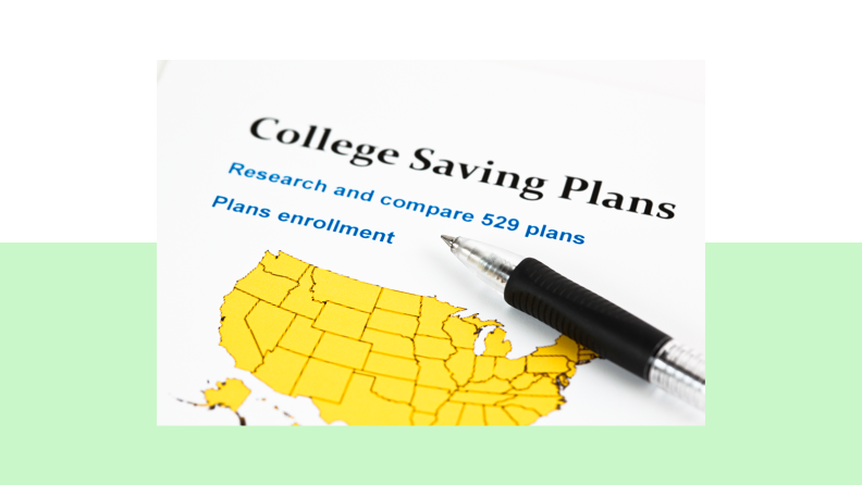 Form for college savings plan with country graphic of the United States.