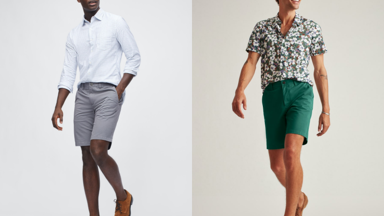 men wearing gray and green bonobos chinos