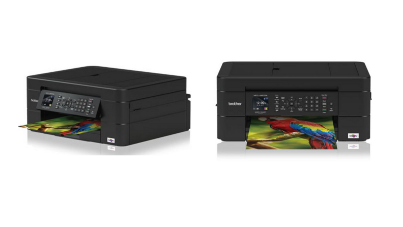 Two images of the same Brother printer.
