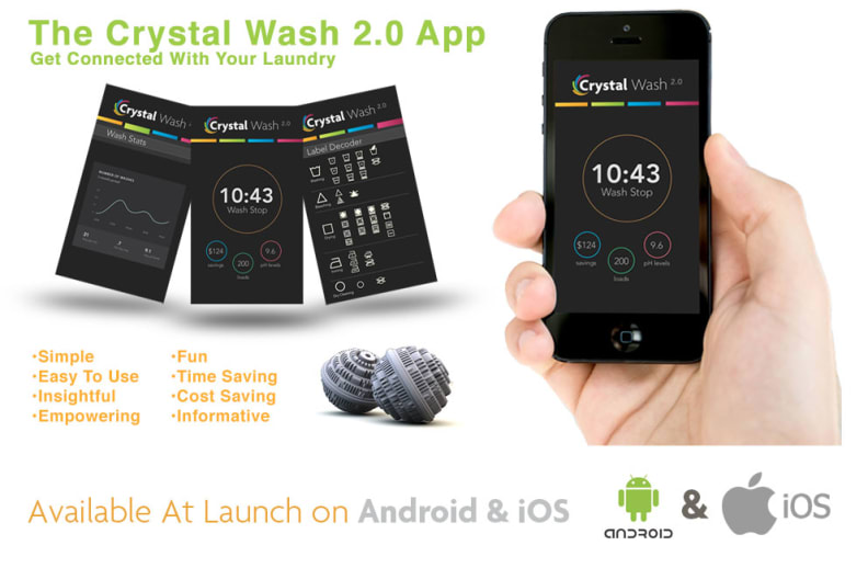 Crystal Wash 2.0 will use sensors to provide real-time information through an iOS or Android smartphone app.