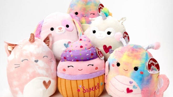 Assorted colorful plush stuffed animals