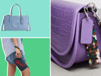 Coach purses on colorful backgrounds