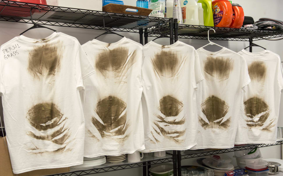Grass and dirt stained T-shirts