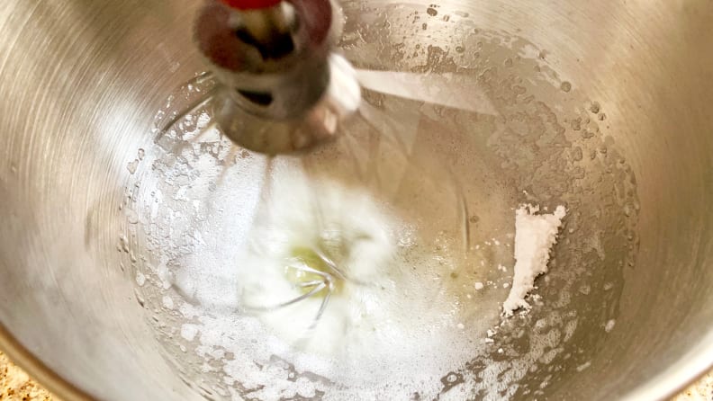 Add the confectioner's sugar when the egg whites are frothy.
