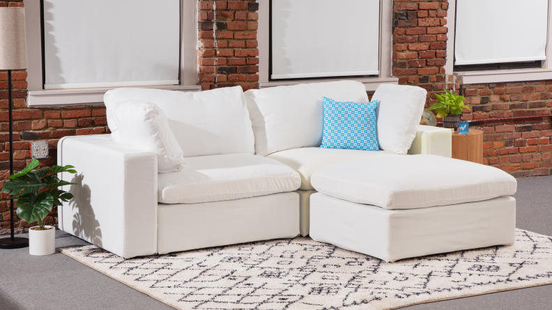 A view of the full 7th Avenue couch from the left side