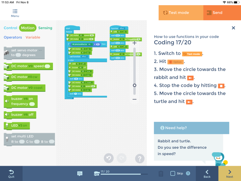 The KOOV lessons in the Learning Courses walk coders through the project step by step.