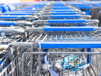 Shopping carts with blue handles