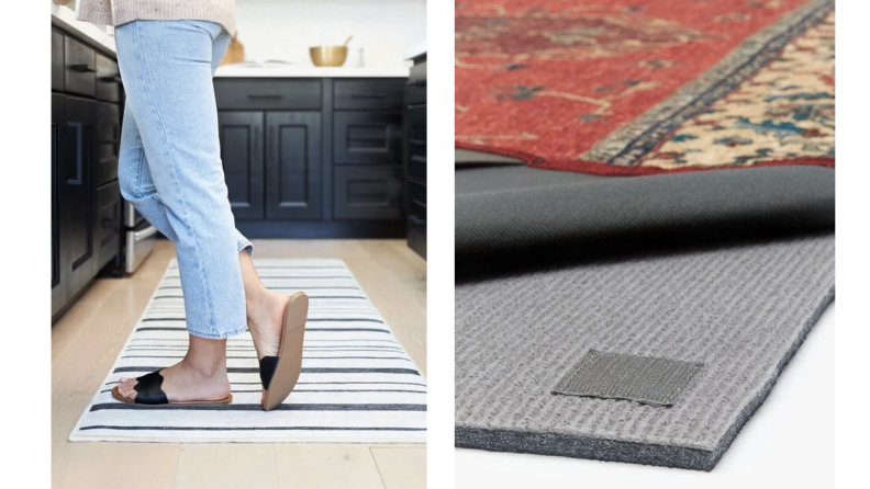 Two images of a rug pad