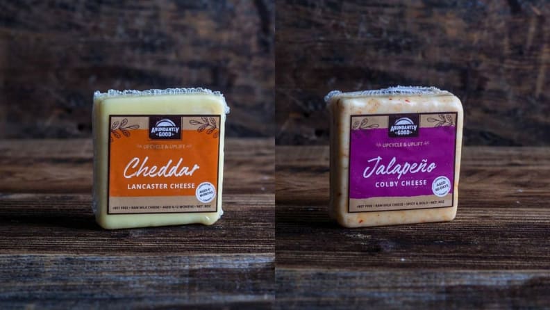 Two images of Di Bruno Bros. cheese.