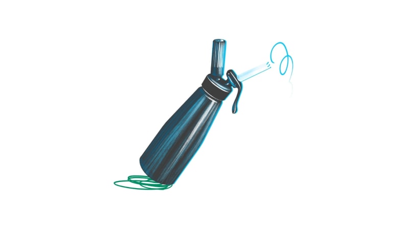 An illustration of a whipped cream canister.