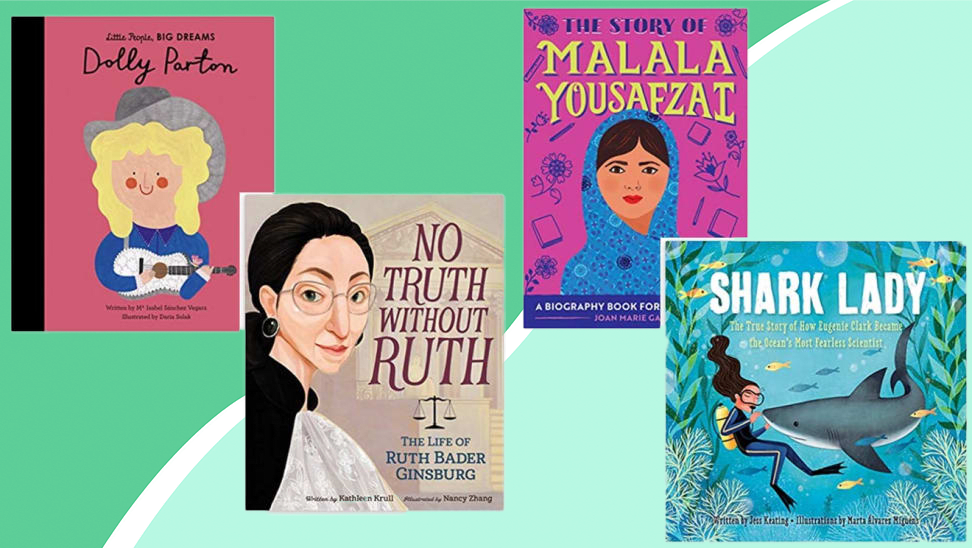 Children's books about inspirational women on front cover.