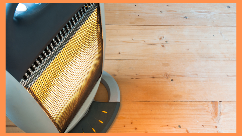 Space heater heating on a wooden floor