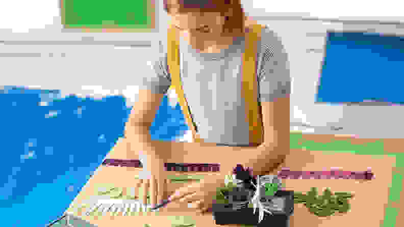 Girl working on crafts project