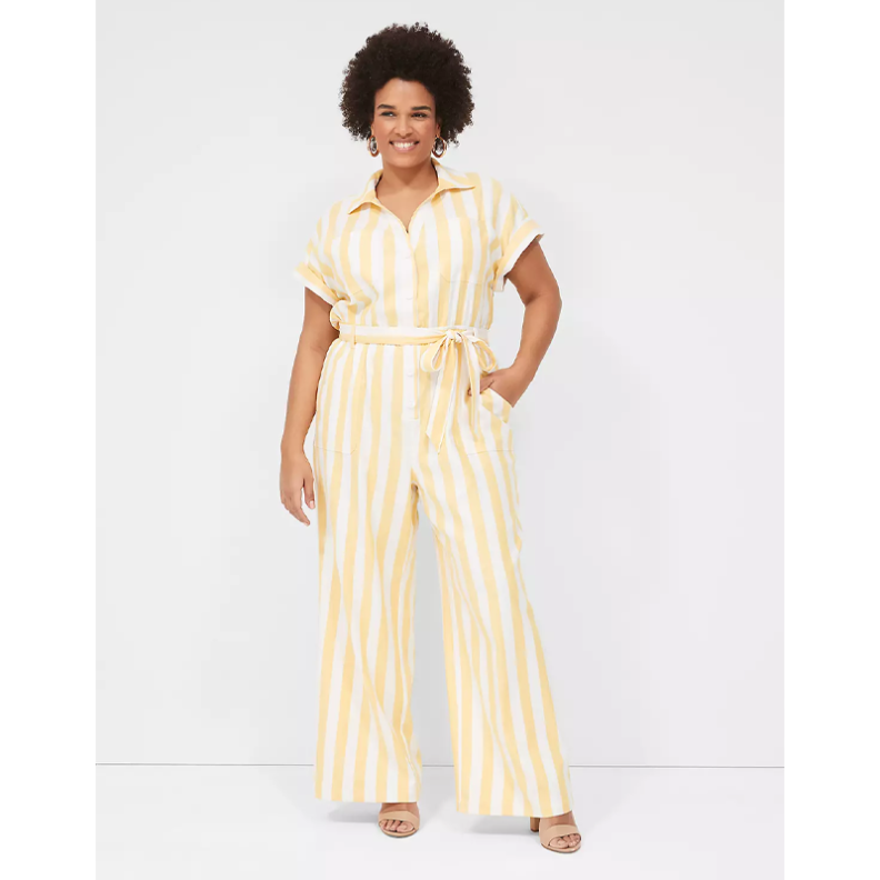 Lane Bryant Cap-Sleeve Y-Neck Utility Jumpsuit