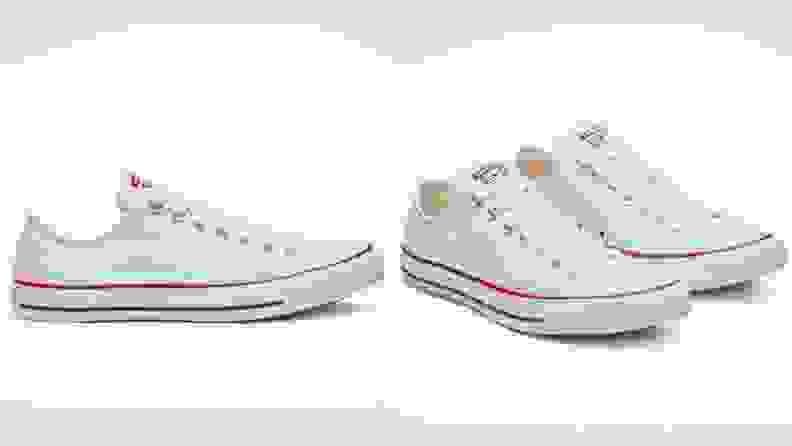 White Chuck Taylor All Star low top sneakers.