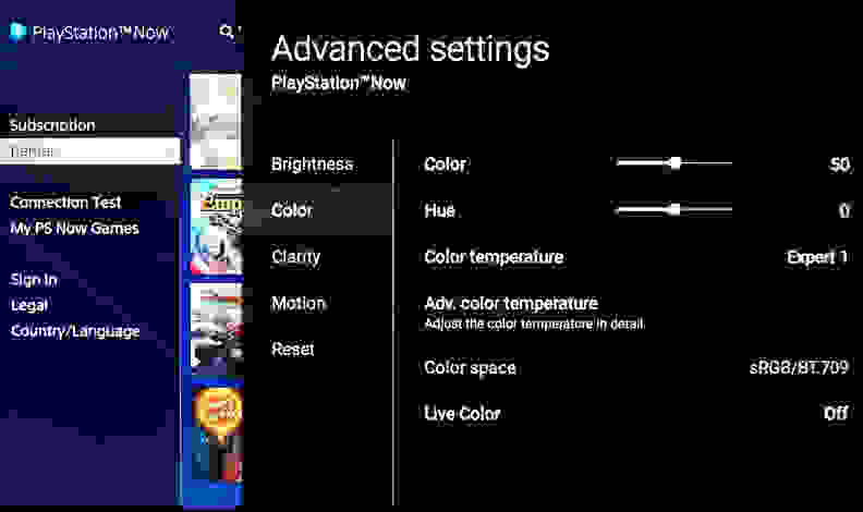 Sony XBR55X850C software menu