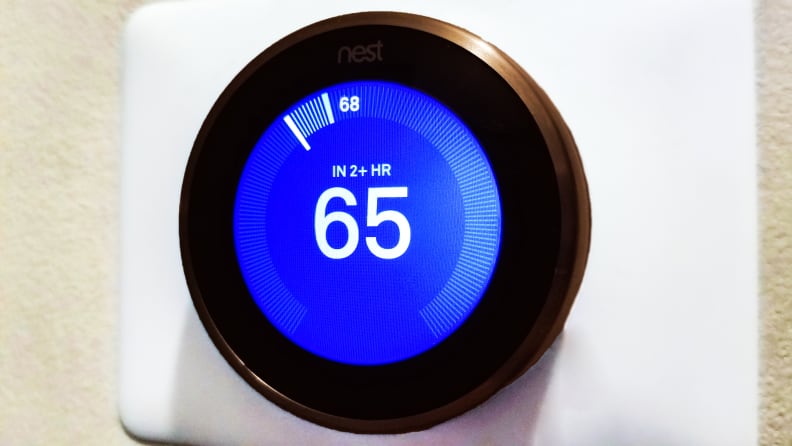 Nest Learning Thermostat with blue cooling screen